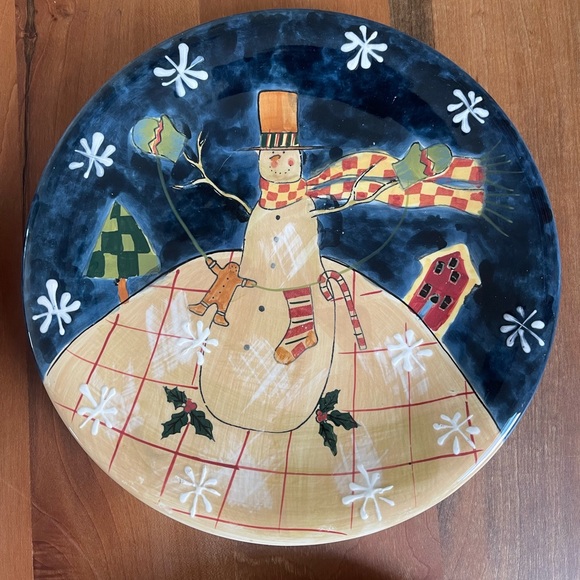 Vintage Susan Winget for Certified International 8.5" "Folk Snowman" Plates - Picture 4 of 7